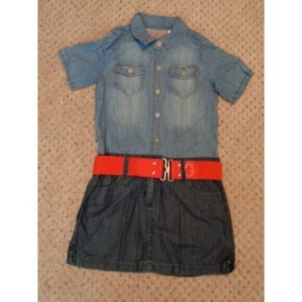 NEW Guess girls youth large (14) blue denim dress Retails $65